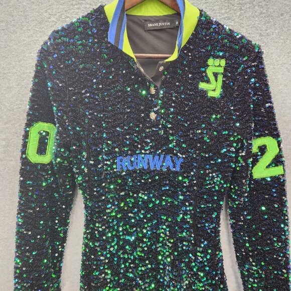 Sequin Runway Long Sleeve Dress By Shane Justin - Picture 2 of 13